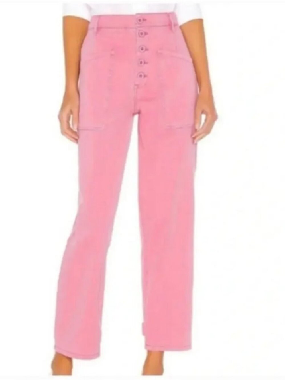 Pistola Tammy Flamingo Pink High Rise Cotton Trouser Pants Cargo Sz 27